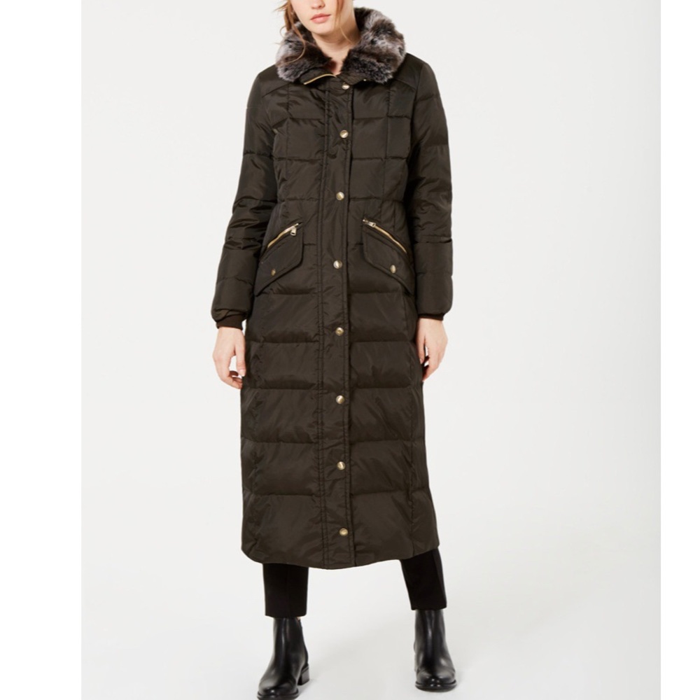 SOLD.   London Fog Faux-Fur Trim Maxi Puffer Coat